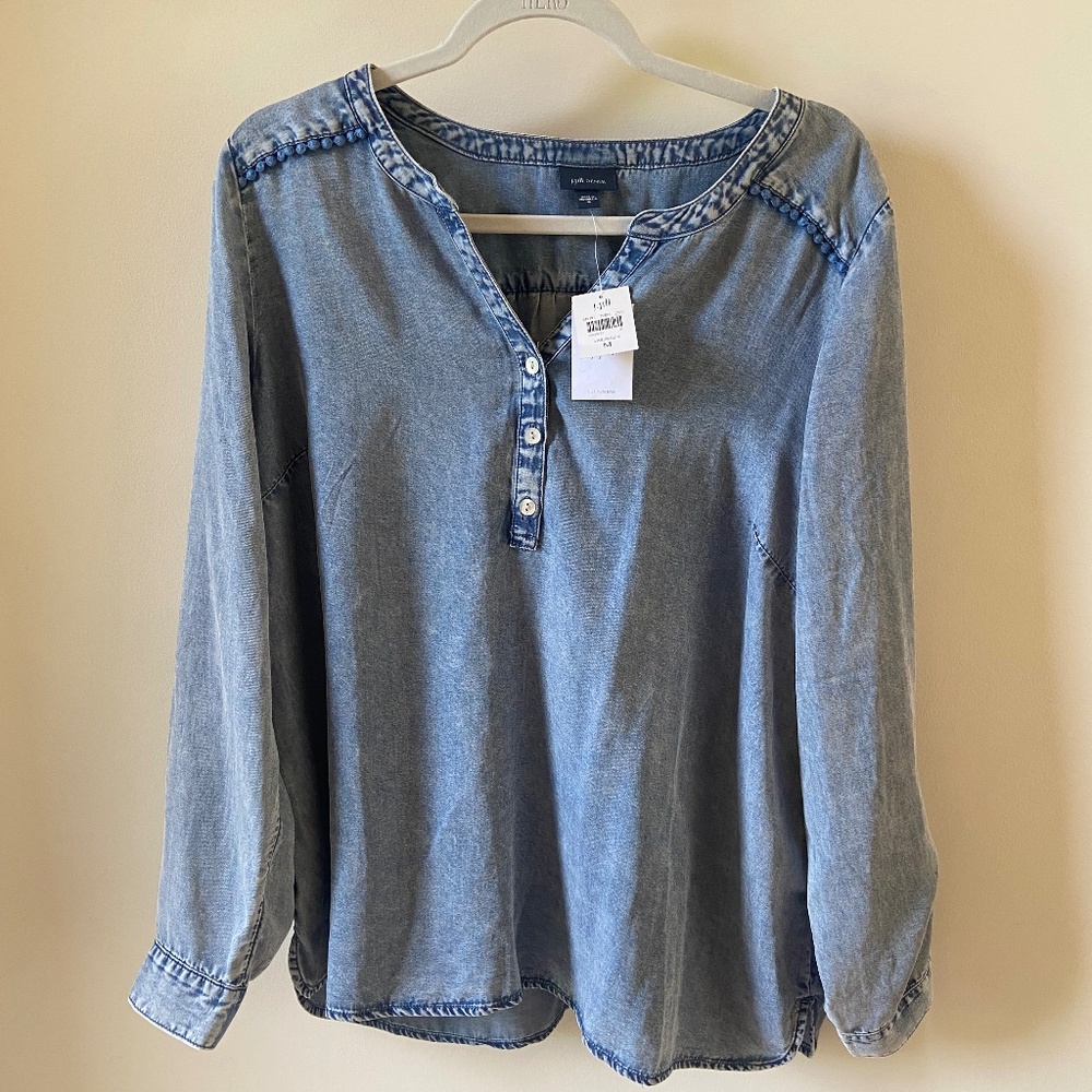 JJill | Trimmed Indigo Top